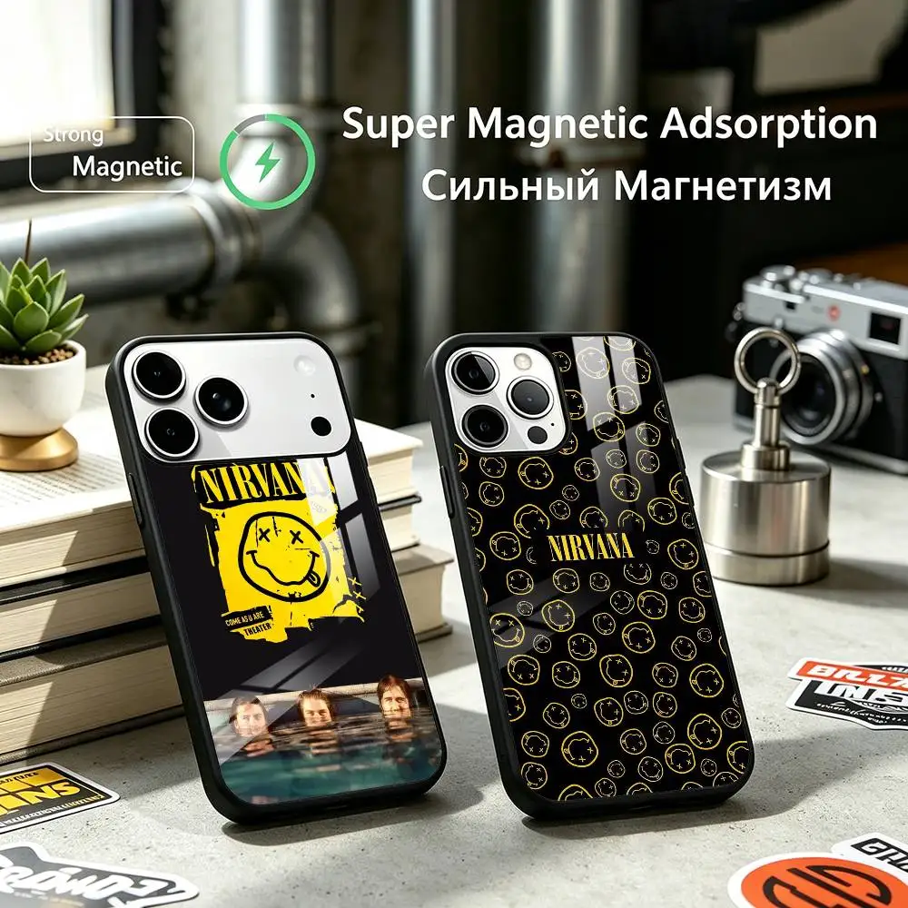 Nirvana Popular Band Phone Case For iPhone17,16,15,14,13,12 Plus,Pro Allows magnetic wireless charging