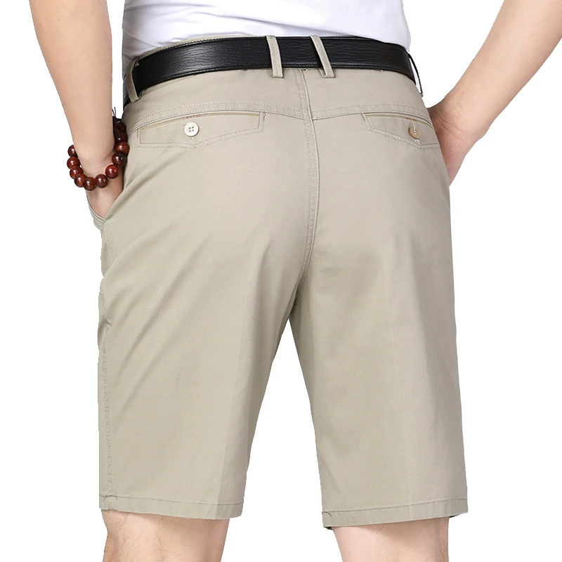 Pantaloncini classici in cotone da uomo pantaloncini Casual elasticizzati Bermuda pantaloncini al ginocchio Golf Sports Summer Cool pantaloncini traspiranti kaki Beige