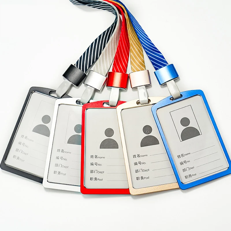 1 PC Aluminum Alloy Work ID Badge Clip Double Sided Transparent Metal Card Bag Cardholder For ID Card Student Card No Lanyard
