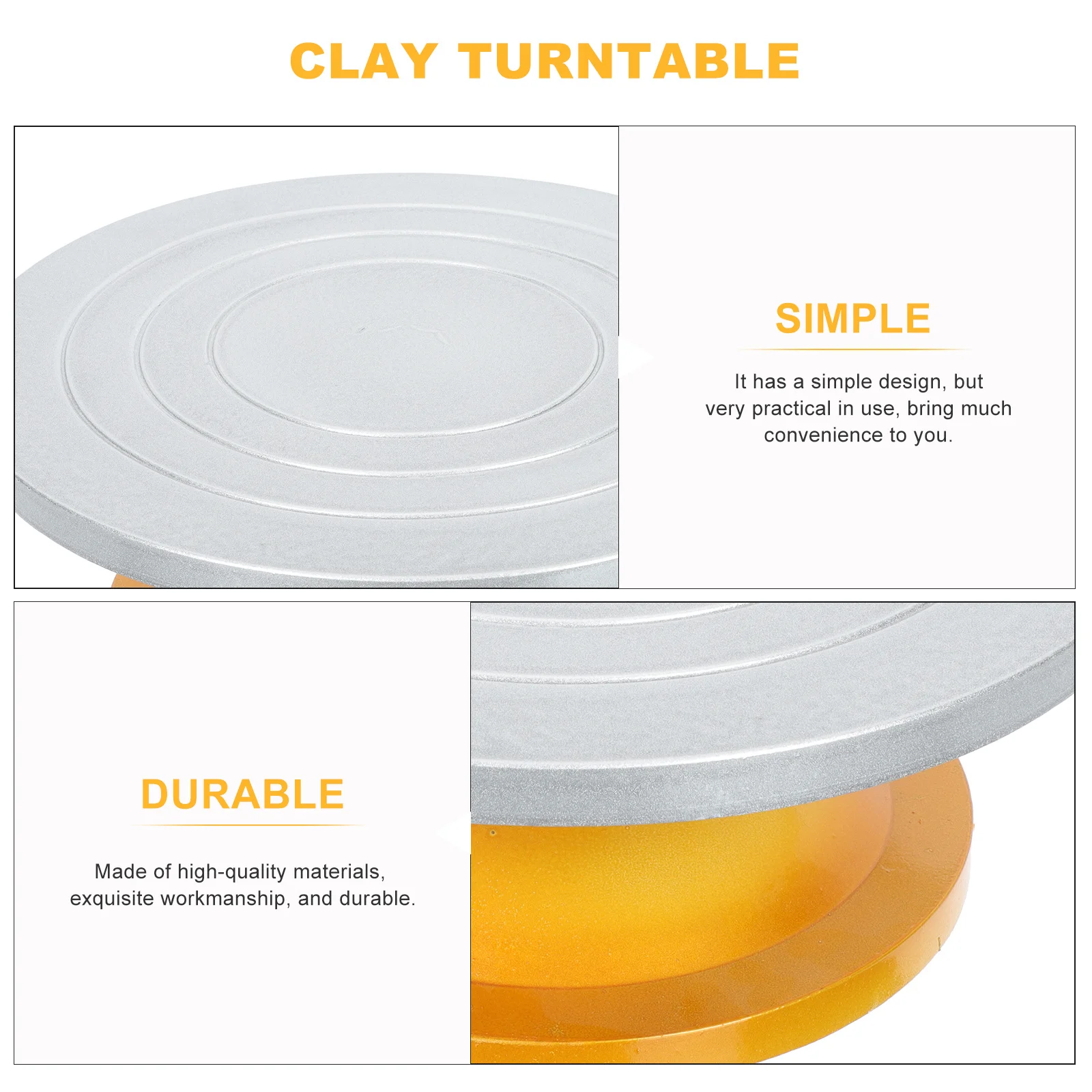 

Pottery Wheel Turntable Manual Clay Sculpture Tool Small Portable Double Sided Rotating Bearing for Ceramic Sculpting