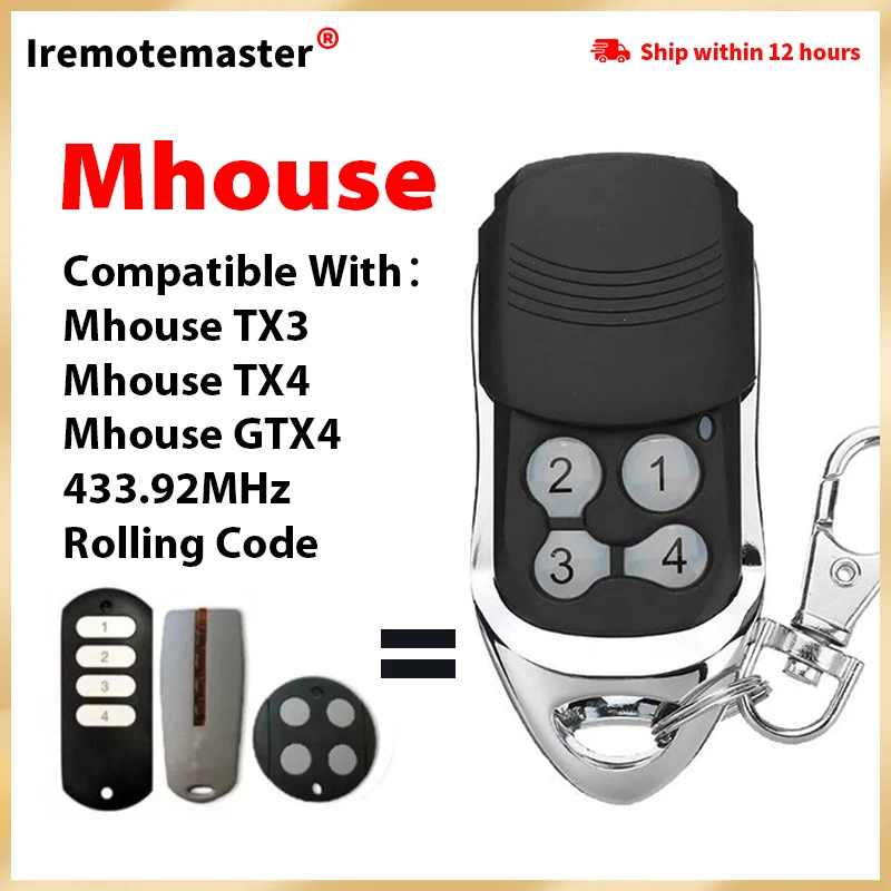 

For MHOUSE GTX4 TX3 TX4 Garage/gate Remote Control Rolling code 433.92MHZ