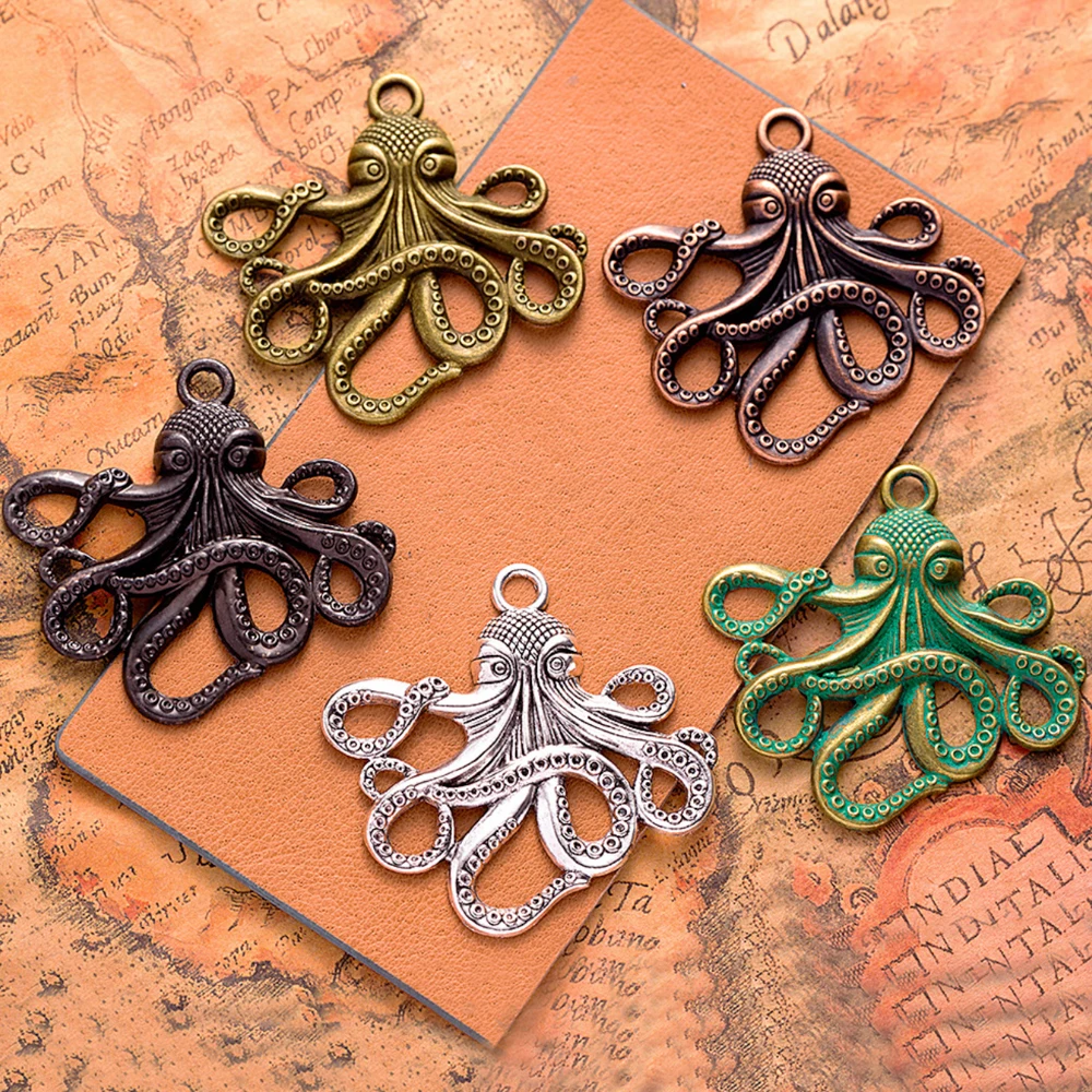 Octopus Tentacles Steampunk Nautical Squid Kraken Antique Tibetan Silver Pendant Finding Accessories Vintage bracelet Necklace