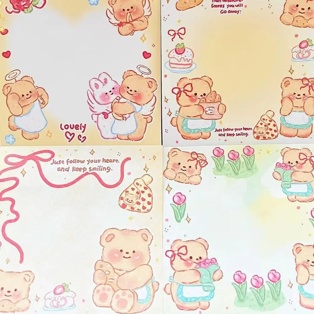 Portable Cute Butter Bear Sticky Note Original Self-adhesive N Times Memo Pad Simple Multi-purpose Message Paper Kids Gift