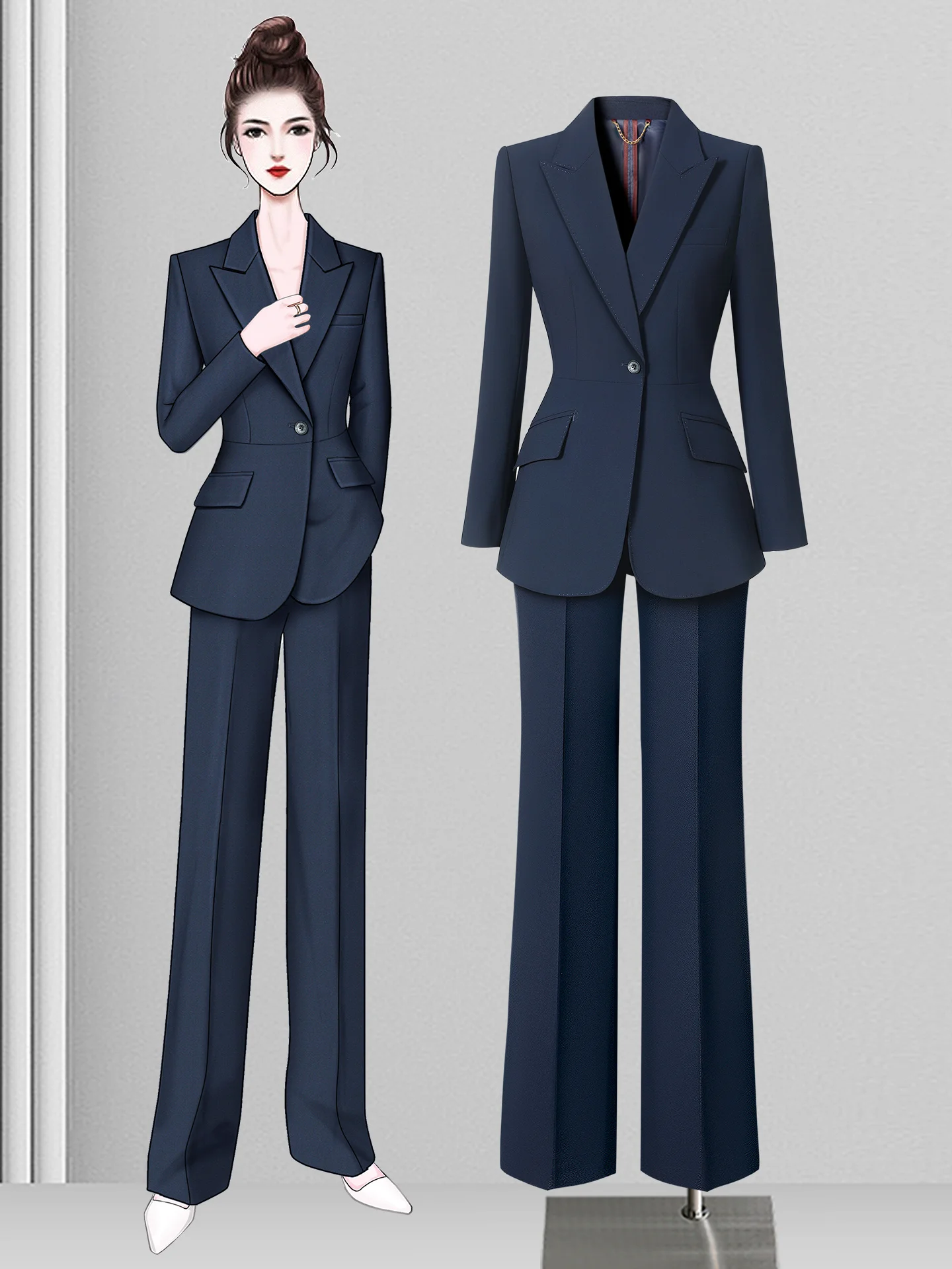 Professional Women's Suit Set Fall Winter High-End Feelings Personality Office Commuting Manager White Collar Jewelry Store