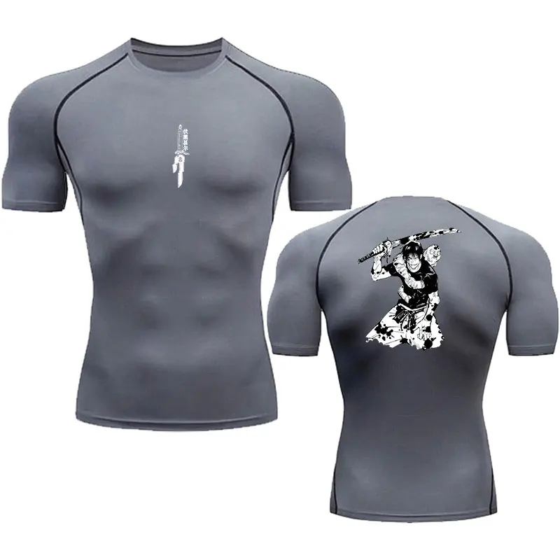 Anime Jujutsu Kaisen Compression T Shirt Men 3D Print Sukuna Breathable Football Fitness Tight Sportswear Quick Dry Riding Tops