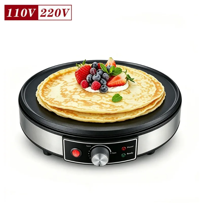 30cm Large Plate Crepe Maker Adjustable Temp Electric Griddle Pancake Egg Pancake BBQ Grill Machine Household Breakfast Cooker