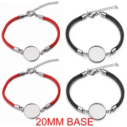 5 stücke Lot Edelstahl Seil Armband Runde 20mm Cabochon Basis für Armbänder DIY Schmuck Machen Liefert Groß Artikel großhandel