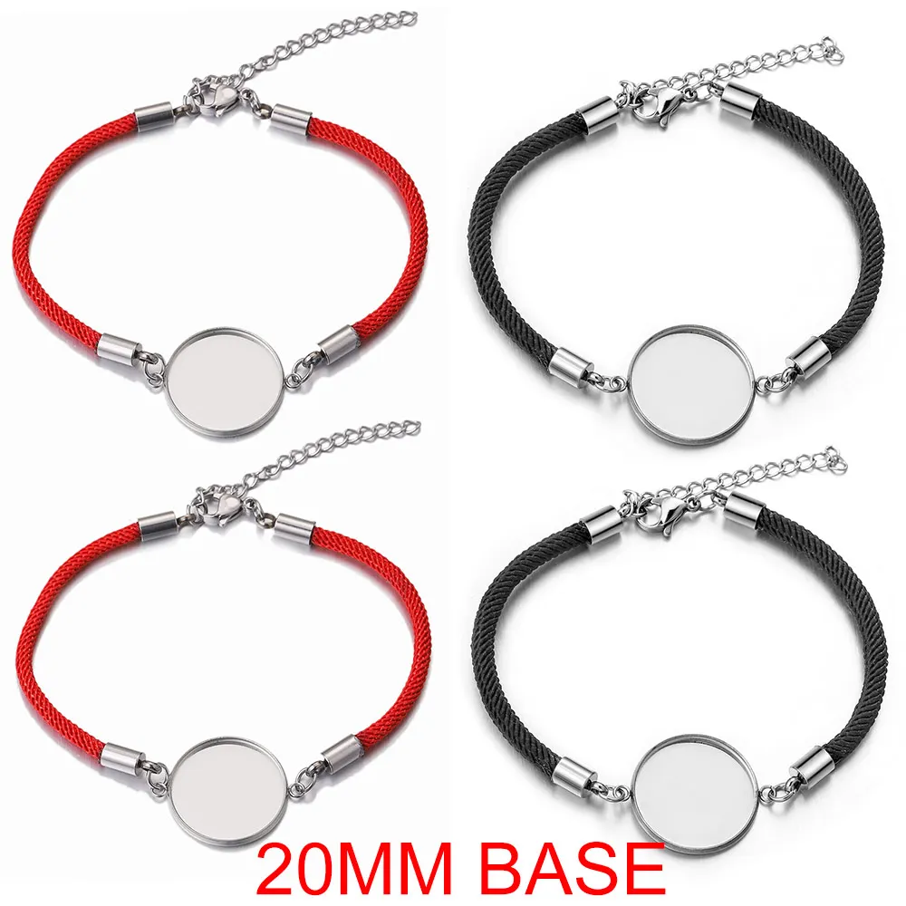 5 sztuk dużo liny ze stali nierdzewnej bransoletka okrągła 20mm podstawa Cabochon do bransoletek DIY akcesoria do wyrobu biżuterii artykuły luzem hurtowo