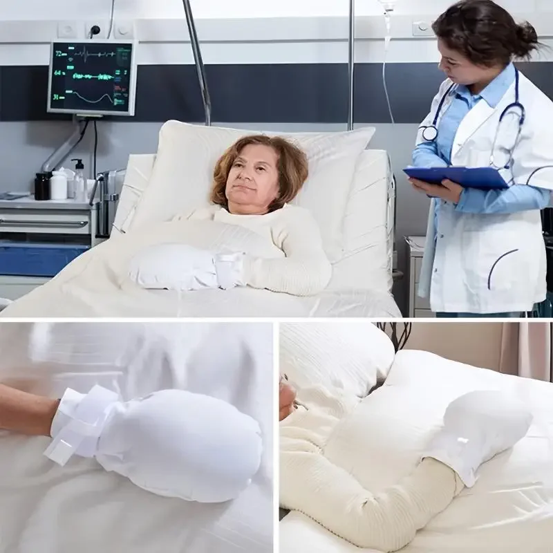 

Safety Gloves Breathable Cotton Design Adjustable Wrist Restraints Mittens For Caregivers And Patients K1KF