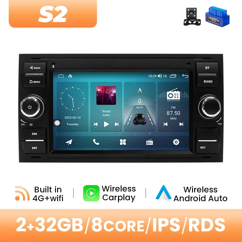 Android 14 Autoradio Multimedia Voor Ford Focus 2 Ford Fiesta Mondeo 4 C-max S-Max Fusion Transit Kuga Draadloze Carplay Auto DSP