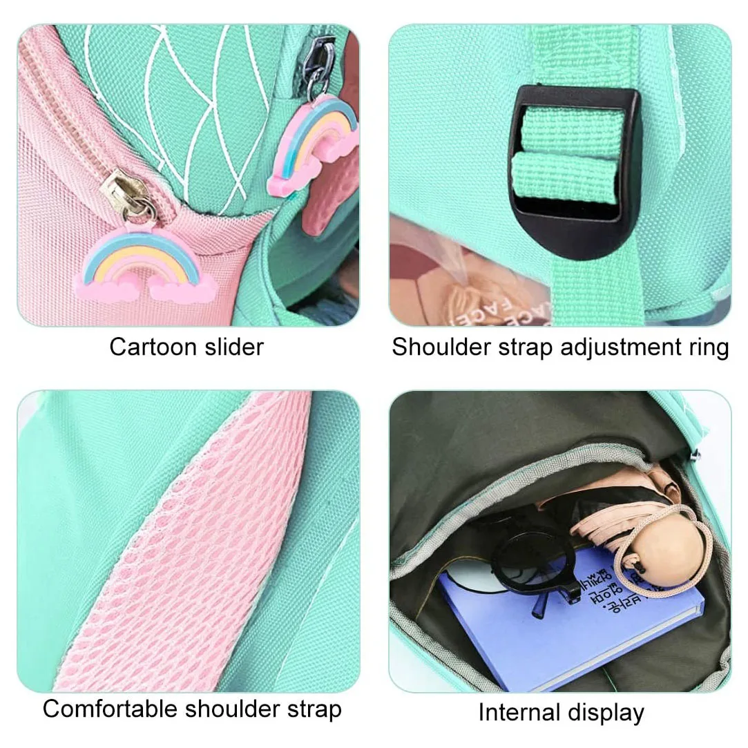 Personal isierte bestickte niedliche Tier Cartoon Rucksack Schult asche Rucksack mit Zügeln Meerjungfrau Rucksäcke Baby Kinder Rucksack