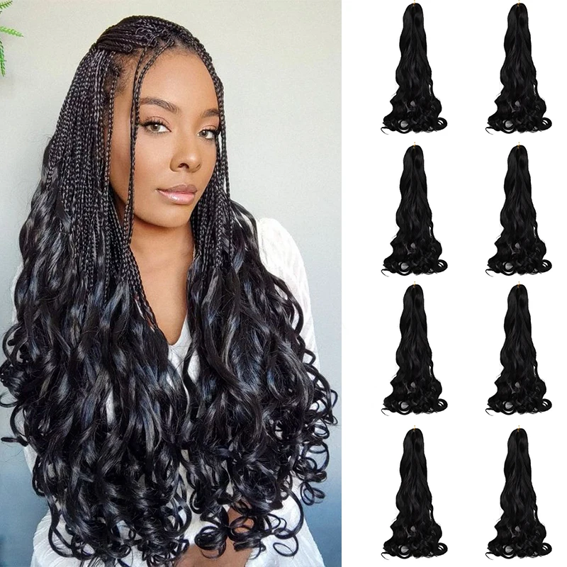 

Синтетические французские завитки для плетения волос для женщин, 20 дюймов, 8 упаковок, вьющиеся плетеные волосы, предварительно растянутые для наращивания волос в коробке