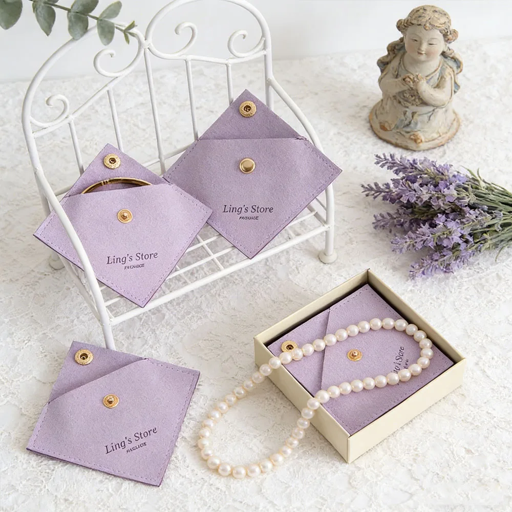 

100 шт. фиолетовых треугольных мешочков-органайзеров из микрофибры для украшений: серег, браслетов, ожерелий. Модные подарочные чехлы.