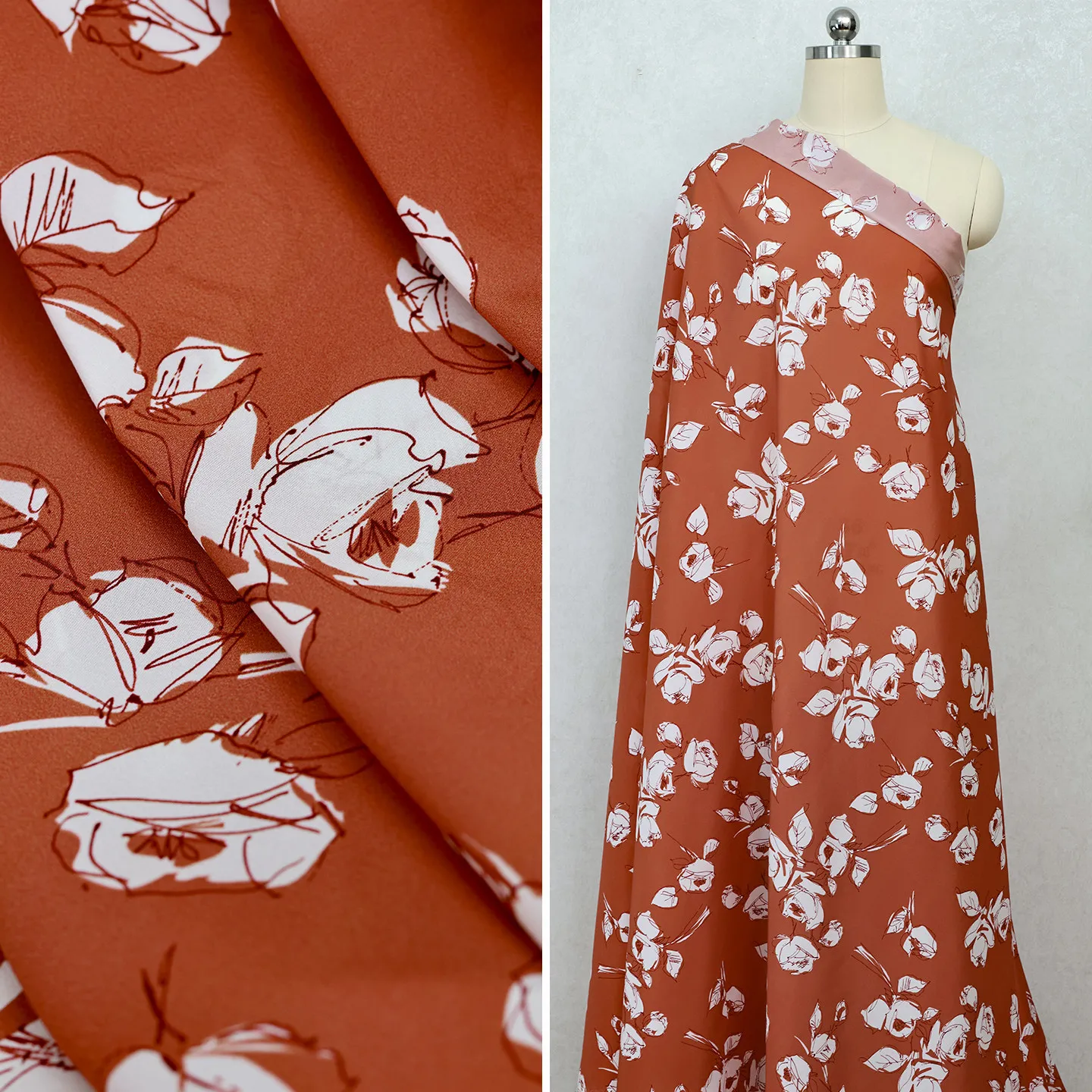 High Quality Orange Rose Silk Stretch Crepe De Chine Silkworm Silk Fabric Clothing Designer Cloth