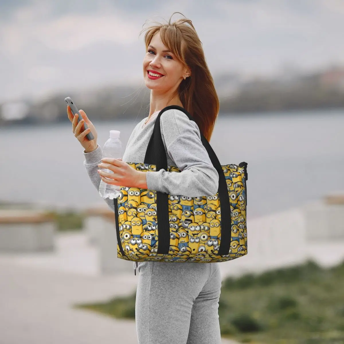 التوابع تكرار أنماط تيد مينيني البقالة حقيبة تسوق حقائب النساء سعة كبيرة أنيمي فيلم الكرتون الشاطئ رياضة حقائب السفر