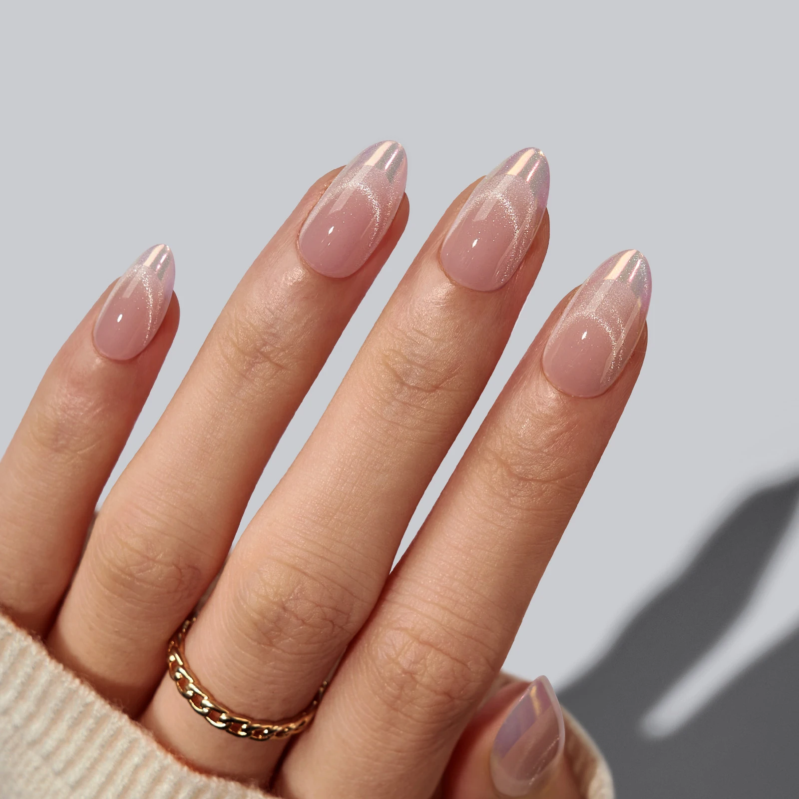 

Ladies' Favorite：Eye Chrome French Tip Press on Nails Wholesale Vendors Hand Made Artificial Fingernails Soft Gel False Fake