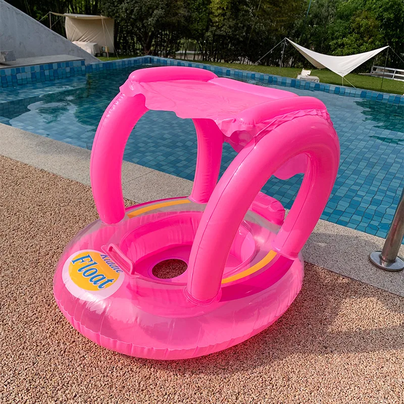 Baby Infant Swimming Circle Pool Float Swim Ring With Sunshade Floating Seat Summer Beach Pool Party Toys Air Mattress