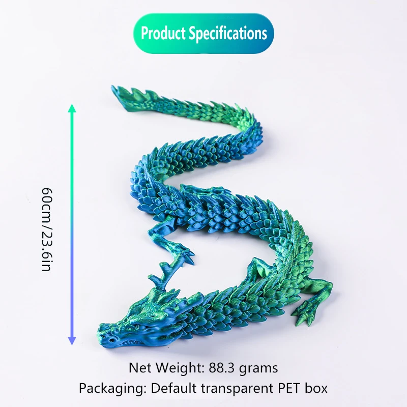 PLA environmental protection Chinese Loong, 3D printing dragon jewelry Chinese Loong scenic spot joint movable