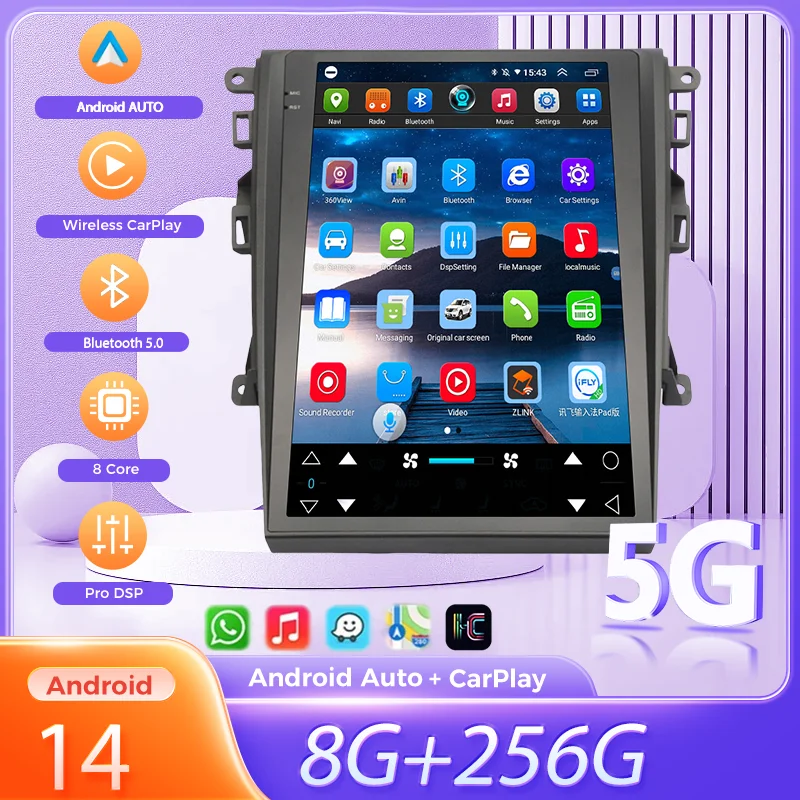 

Android 13 Vertical screen car radio For Ford-Mondeo Fusion MK5 2013-2020 car stereo GPS navigation multimedia MP3 player