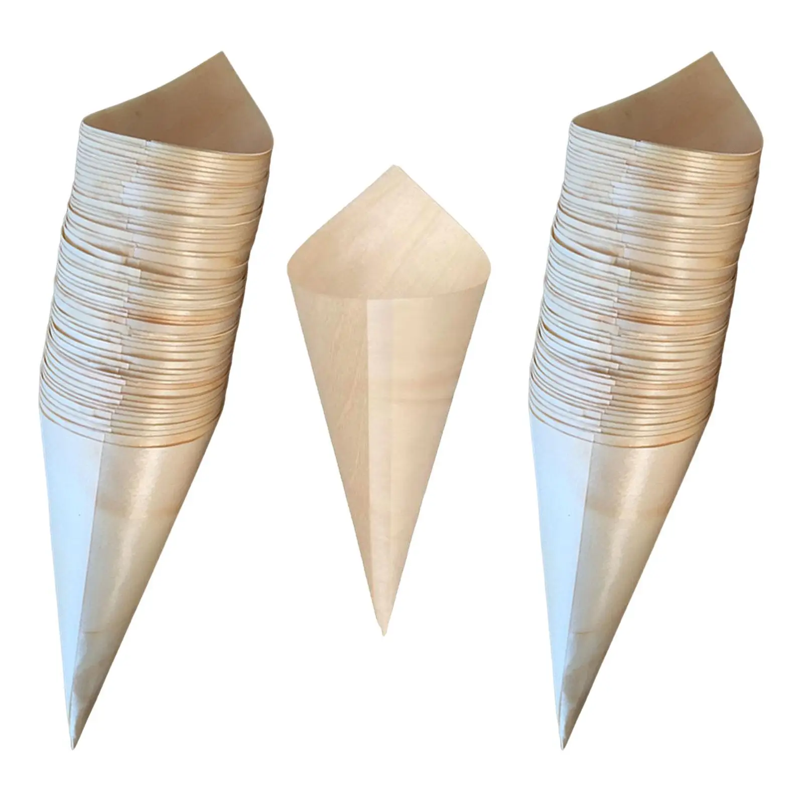 Disposable Wood Popcorn Cones for Ice Cream Candy Fruit Snacks Party Supplies Holder