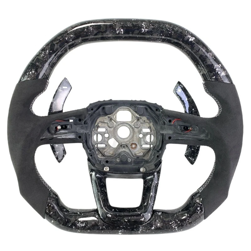 

Подходит для Audi SQ3, RSQ3, Q5, Q7, Q8, Q50L 2018-2023: Кожаный руль из кованого карбона с подрулевыми лепестками переключения передач