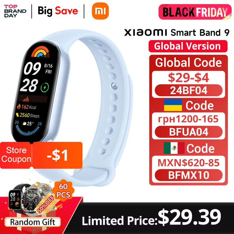 [World Premiere]Global Version Xiaomi Smart Band 9 21-day Battery Life 1.62