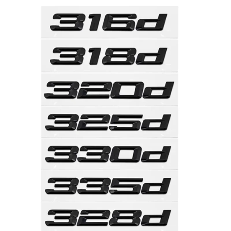 3D ABS Black Logo 328d 330d 316d 318d 325d 320d Emblem Letters Sticker Car Trunk Badge For BMW E90 E46 E36 F30 F31 Accessories