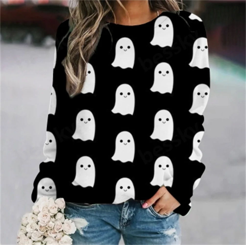 

Women's casual sweatshirt printed round-neck long-sleeved hooded sweatshirt top sweatshirt