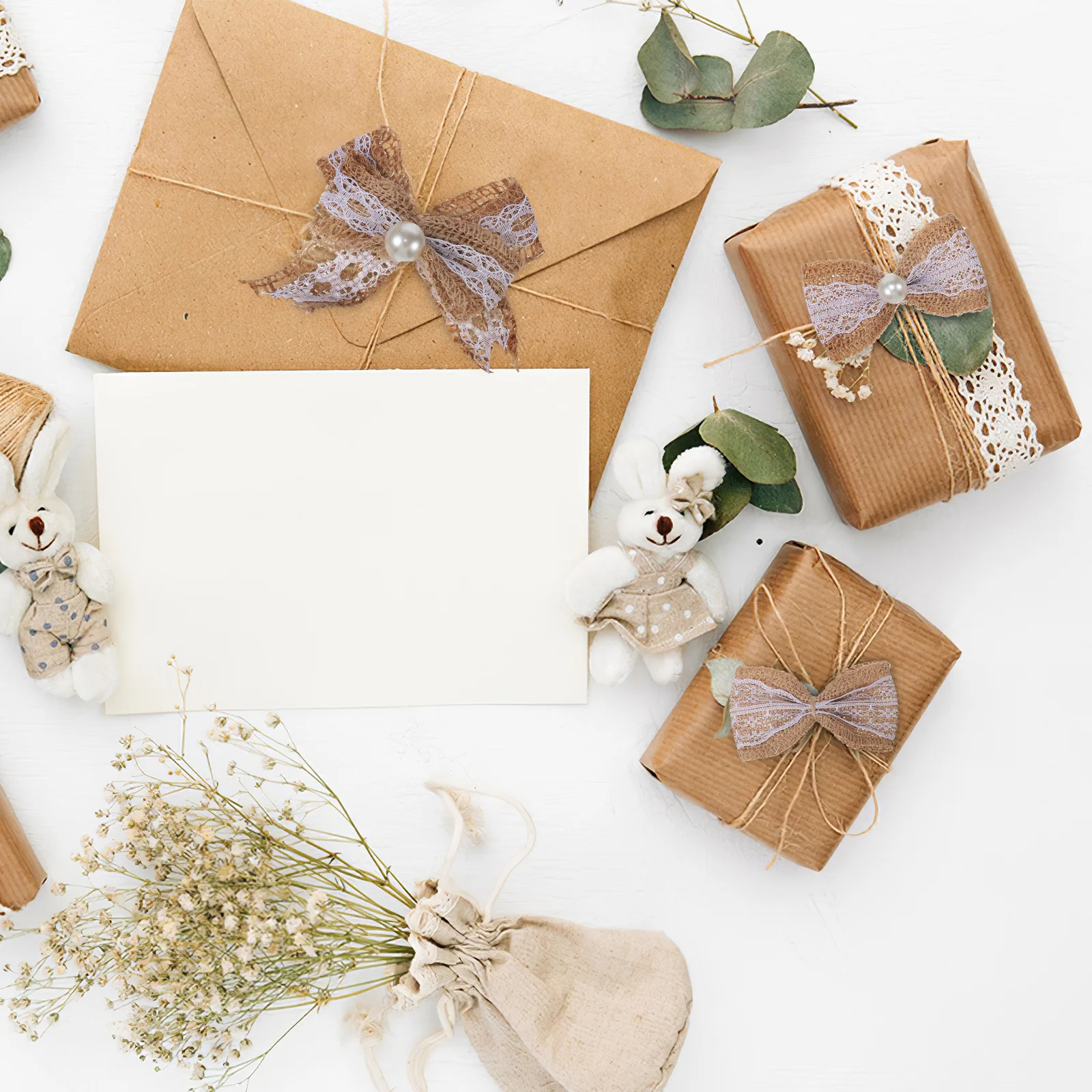 

20 Pcs Sackcloth Bow Decoration Mini Craft Bows Small Rustic Decorative Wedding Decorations for Wreath Crafts