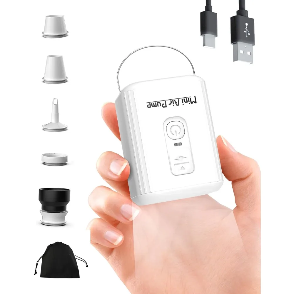 Mini Air Pump for Inflatables with 1600mAh Battery USB Rechargeable, Portable Air Mattress Pump to Inflate Deflate for Pool