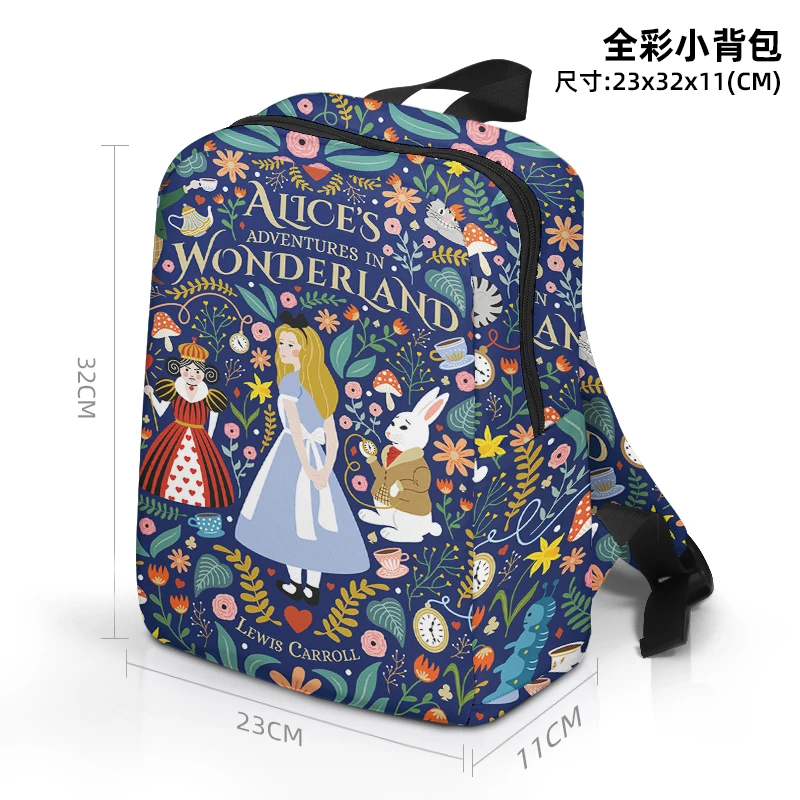 Disney Alice in Wonderland 1671 Anime Customized Backpack Mini Casual Cartoon Children Bag School Knapsack Gift