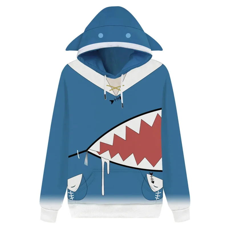 Hololive English vtuber Gahr Gura cosplay hoodie 3D printed sweatshirt men women casual Ookami Mio pullover zip up jacket coat u