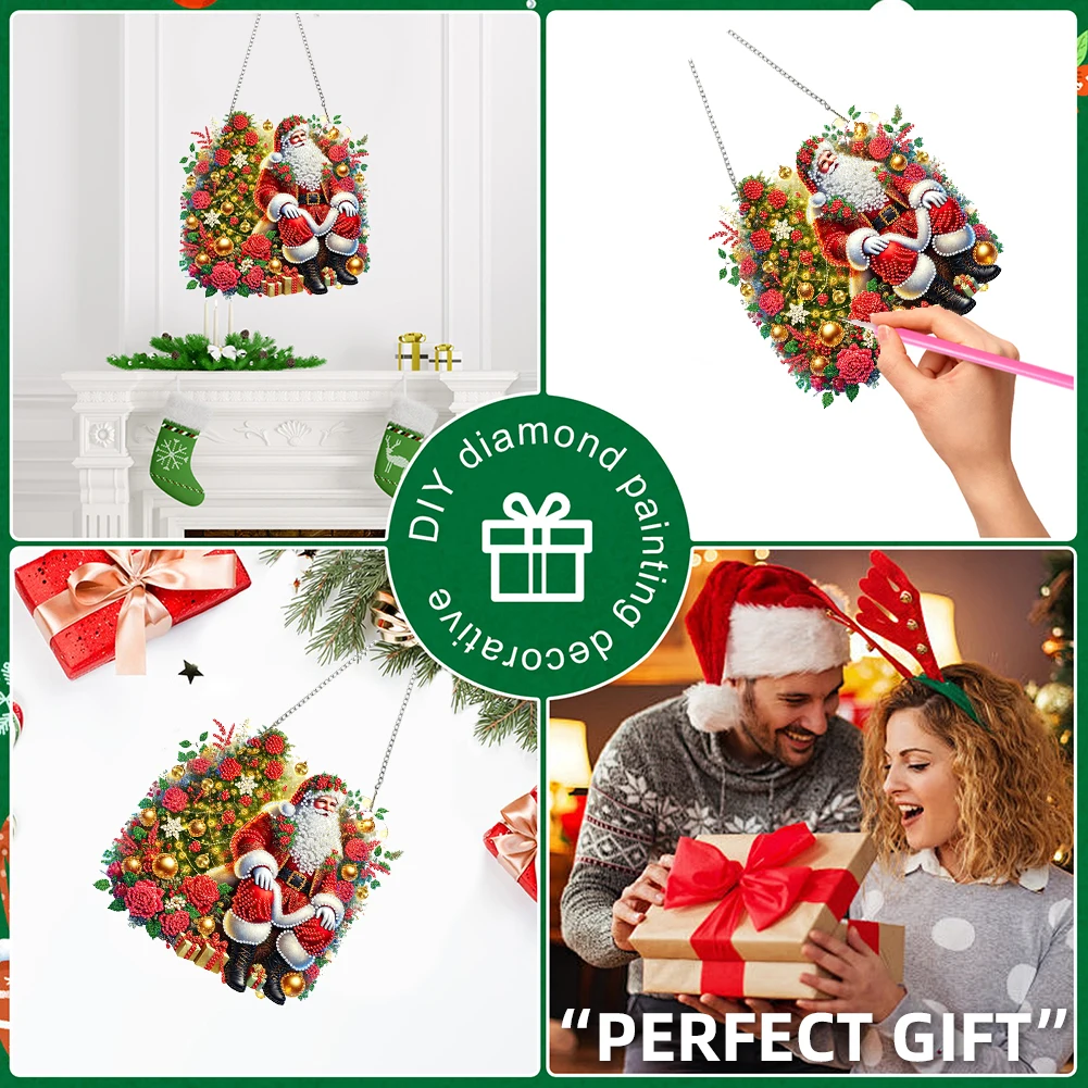 

Christmas Theme 2D Flat DIY Acrylic Diamond Painting Charms Kits Single Side Drill for Adults Gift Home Wall Or Window Decor