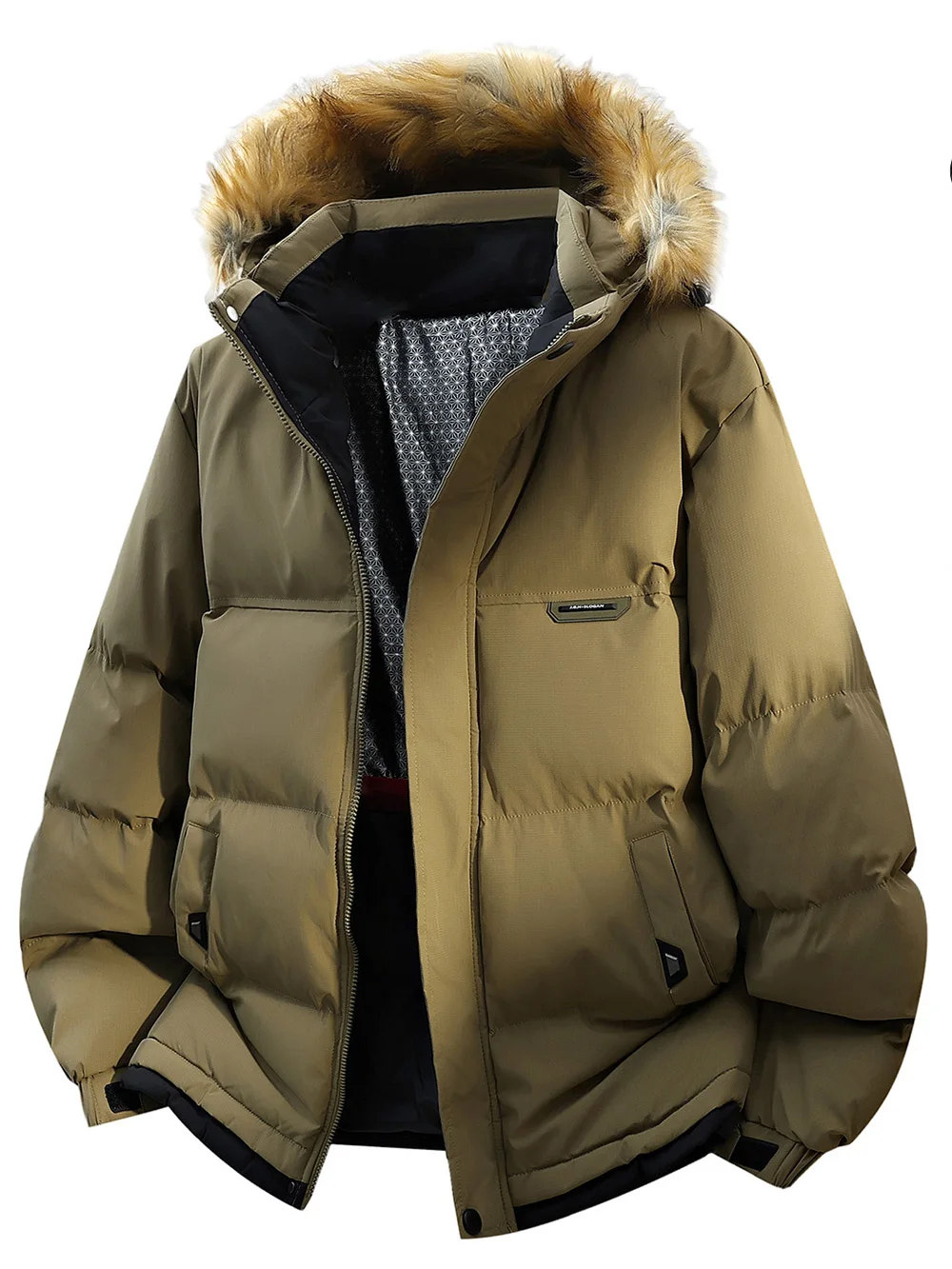 

Men's Winter Casual Jacket with Leather Cap Large-sized Heating Cotton Coat Winter Windproof Thick Coat Warm Top