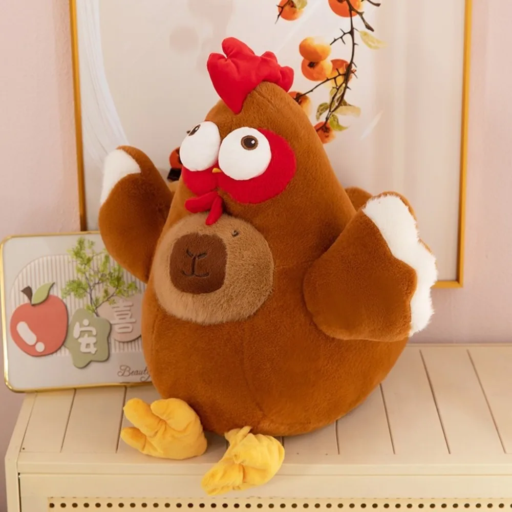 Kawaii Gallina Pollo Capibara Peluche Morbido e Soffice Pollo Capibara Bambola di Cotone Animale Capibara Marrone Bambola di Pezza Compleanno