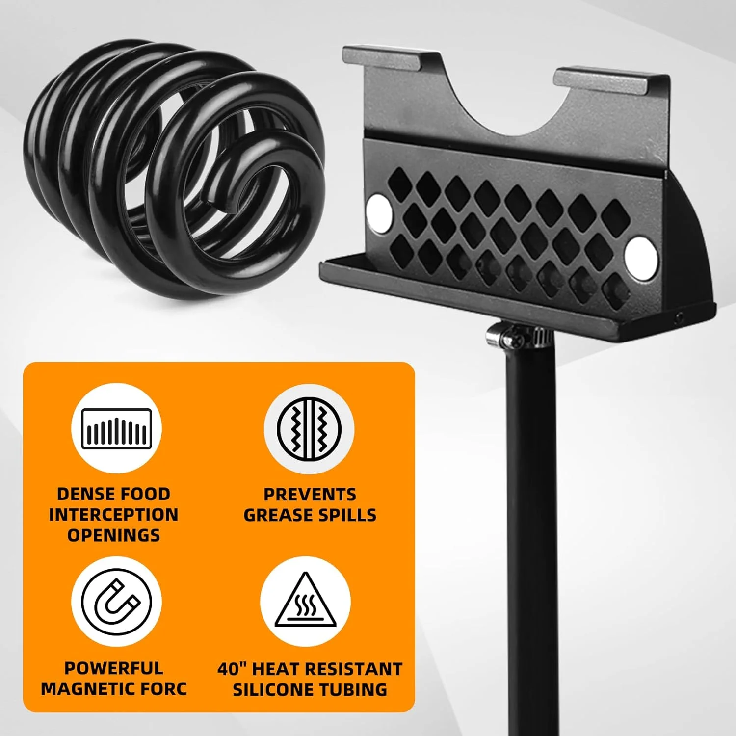 ماسك الشحوم المغناطيسي من الحجر الأسود ، قمع تصريف الشحوم الخلفي ، ترقية منع الانسكابات ، بطانات مصيدة مدمجة