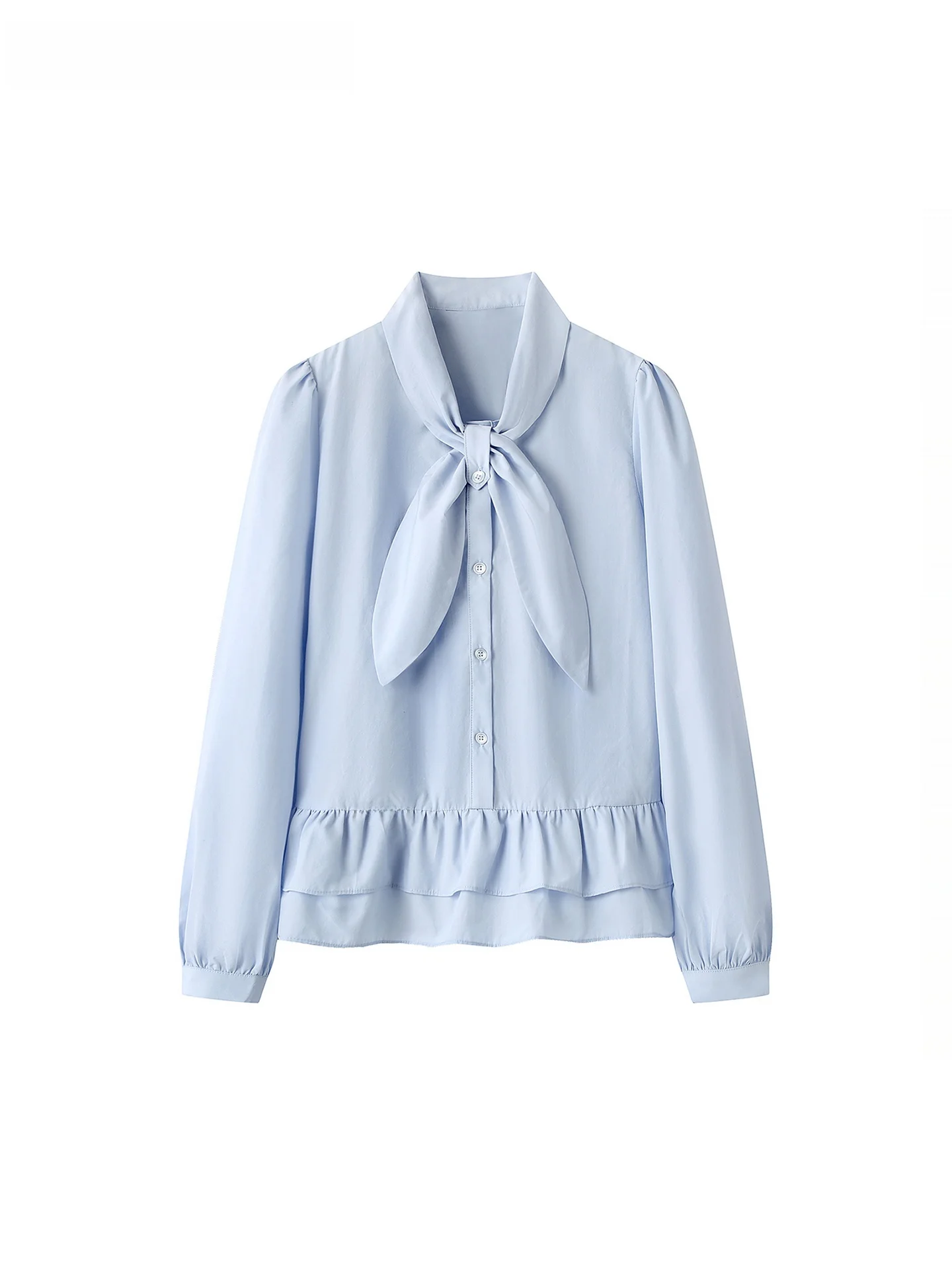 

Женская блузка La Chapelle с длинным рукавом, свободного кроя, повседневная, для офиса, с нежным воротником-стойкой, кружевным подолом, премиум-класса