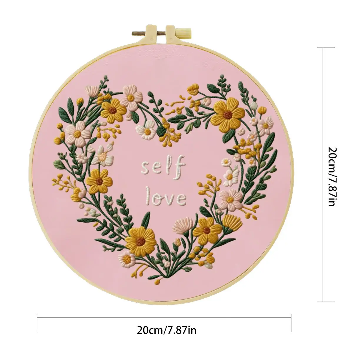 1 Stück 20X20CM/15X15CM 7,87/6,3 Zoll Liebesblätter Stickerei Starter-Kit DIY-Kit DIY-Stickerei-Set für Anfänger – Detail 3
