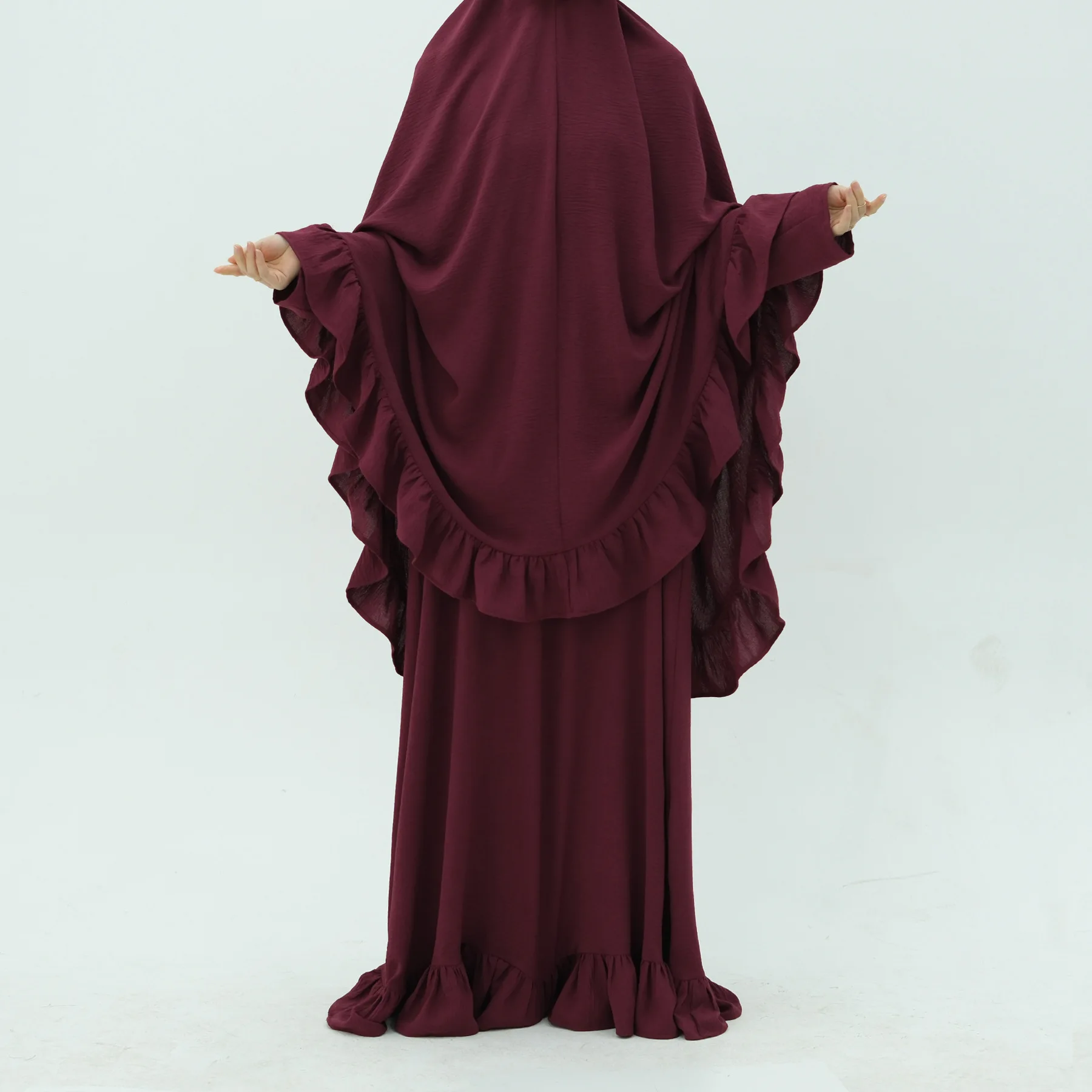 

Ramadan Eid 2 Piece Hijab Khimar with Abaya Set Prayer Jilbab Women Muslim Dress Dubai Luxury Islam Clothes Niqab Burqa Djellaba