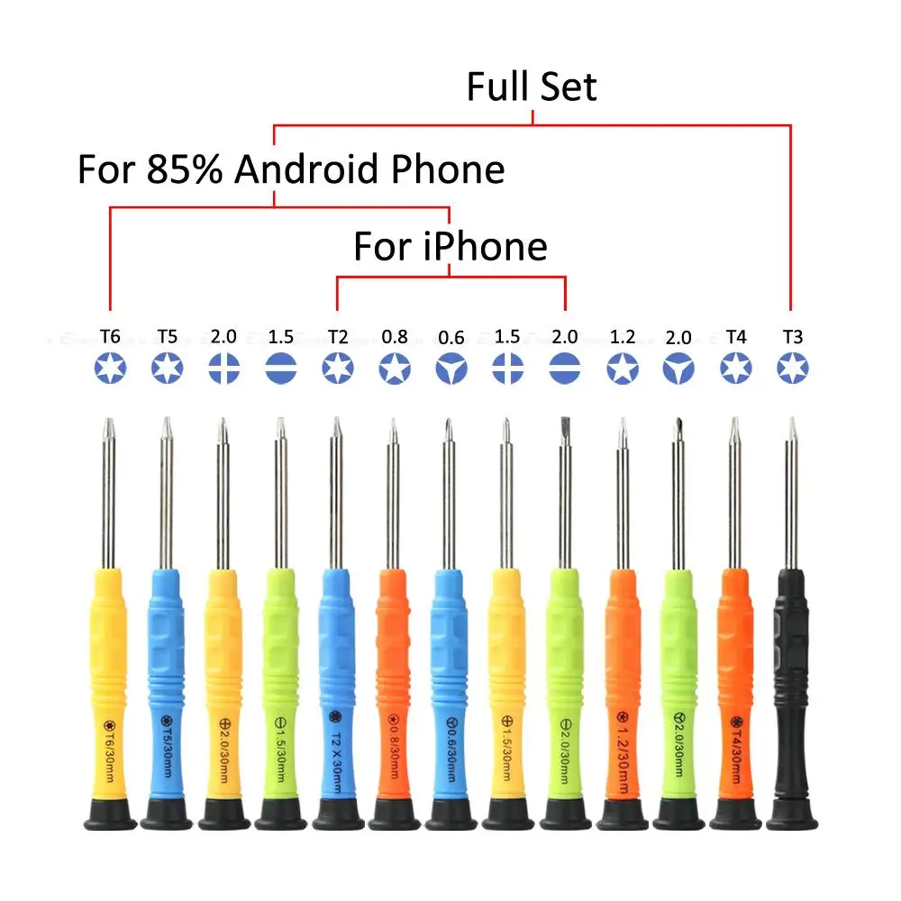 Kit de tournevis Torx démontage 13 en 1, outils d\'ouverture, démontage pentalobe en métal, croix plate pour iPhone, Samsung, tablette HuaWei