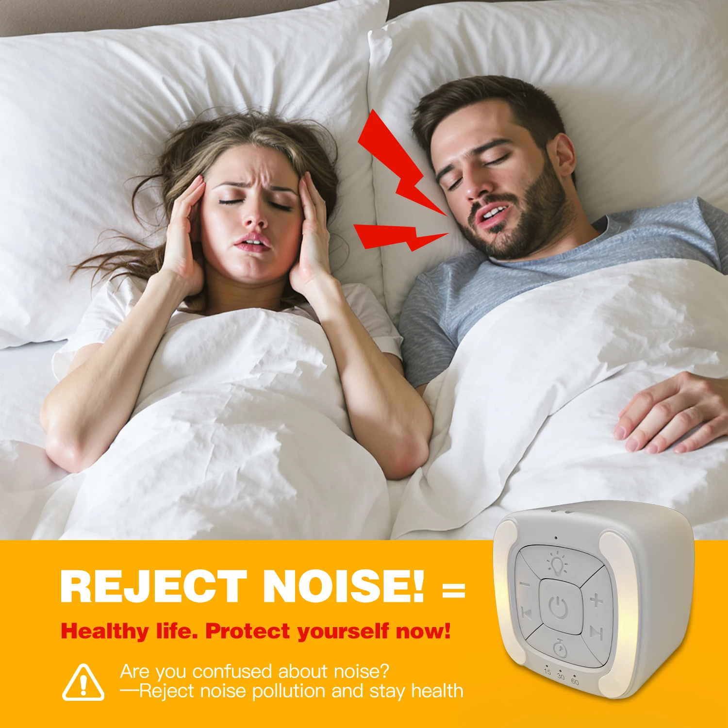 White Noise Machine Portable Mini Sleep Sound Machine for Baby Soother & Adult Sleep Aid 30 Healing Sounds Timer Rechargeable