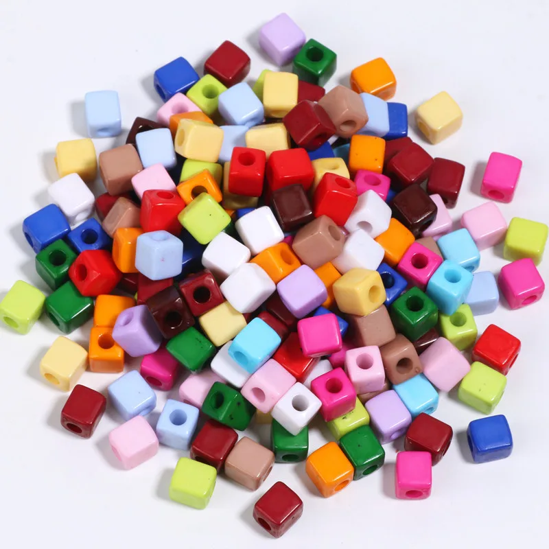 100pcs 8mm Colorful Acrylic Beads Square Loose Spacer Beads For Jewelry Making Accessories Diy Bracelet Necklace Crafts