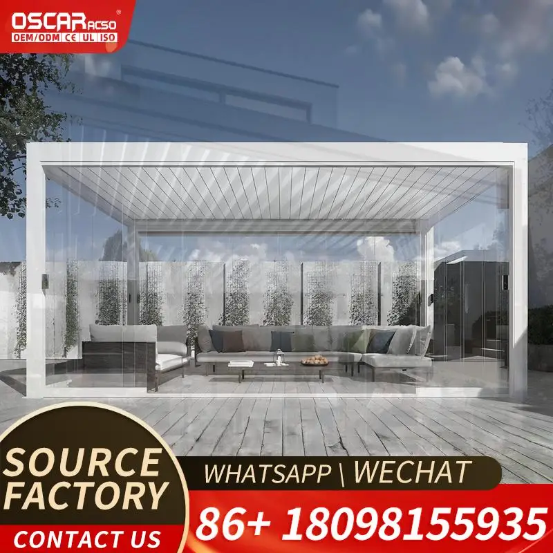 Manual and Motorized Optional Aluminum Louvered Pergola Stable Structure All Season Outdoor Pergola for Garden Patio Balcony Dec