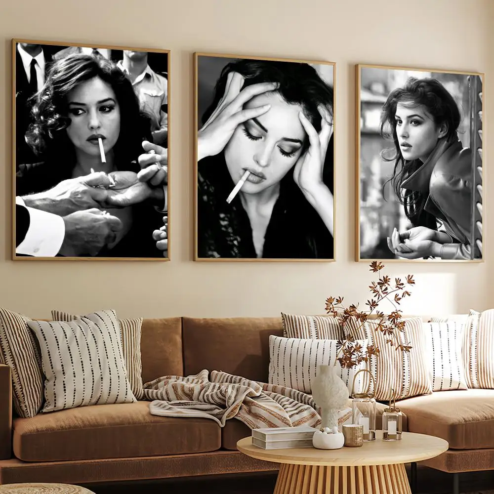 Actor M-Monica B-Bellucci Poster Decorative Wall Art Mural Stickers Home Decor Gift for Living Room & Hallway