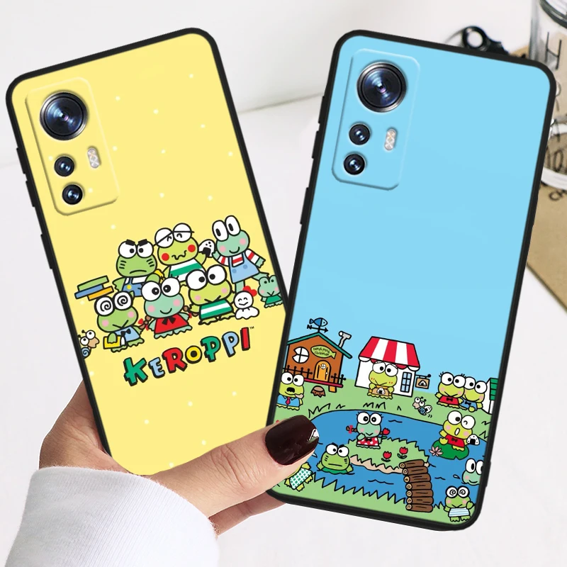 Keroppi Cute Cartoon For Xiaomi Mi 14 13 12T 12S 12X 12 11i 11X 11T Ultra Pro Shockproof Soft TPU Black Phone Case