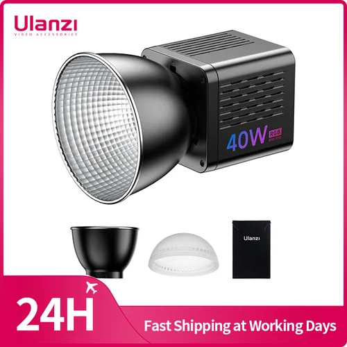 Ulanzi L024 40W RGB Luz de vídeo 2500-6500K Bicolor 0-359 ° Luz COB RGB Mini Luz de relleno de montaje Bowens Luz COB de 3400 mAh