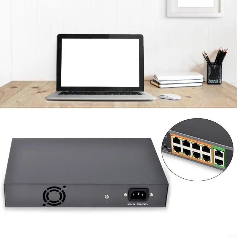 E1PF 10 Port Metal Gigabit Ethernet PoE Switcher Fanless with 150W Power Unmanaged