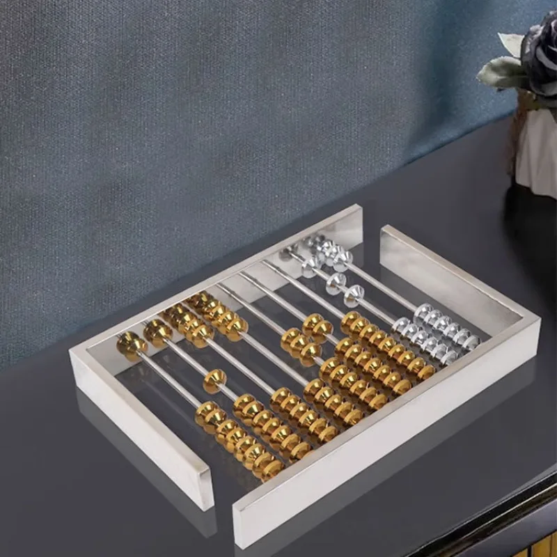 Modern light luxury creative metal abacus ornament, study decoration opening housewarming gift