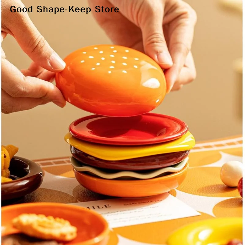 daily6 Layers Stackable Bone Spit Plate Set 6Pcs Multi-function Burger Plates for Holiday Party Home UseDaily products