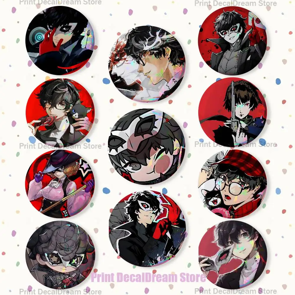 

Jeu p-persona 5 Enamel Pins Funny Cartoon Characters Badge Fashion Jewelry Accessories Round Snap-in Brooch on Backpack
